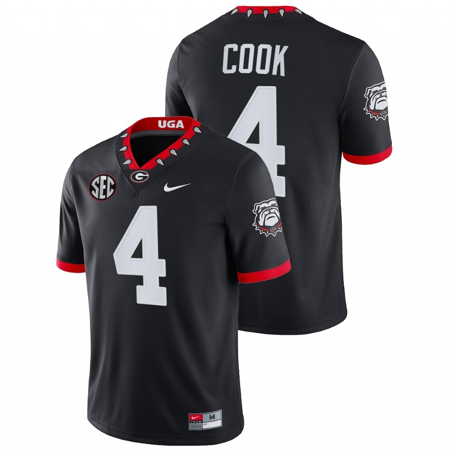 Georgia Bulldogs Men's NCAA James Cook #4 Black Game Mascot 100th Anniversary 2021-22 College Football Jersey LUI4449FA